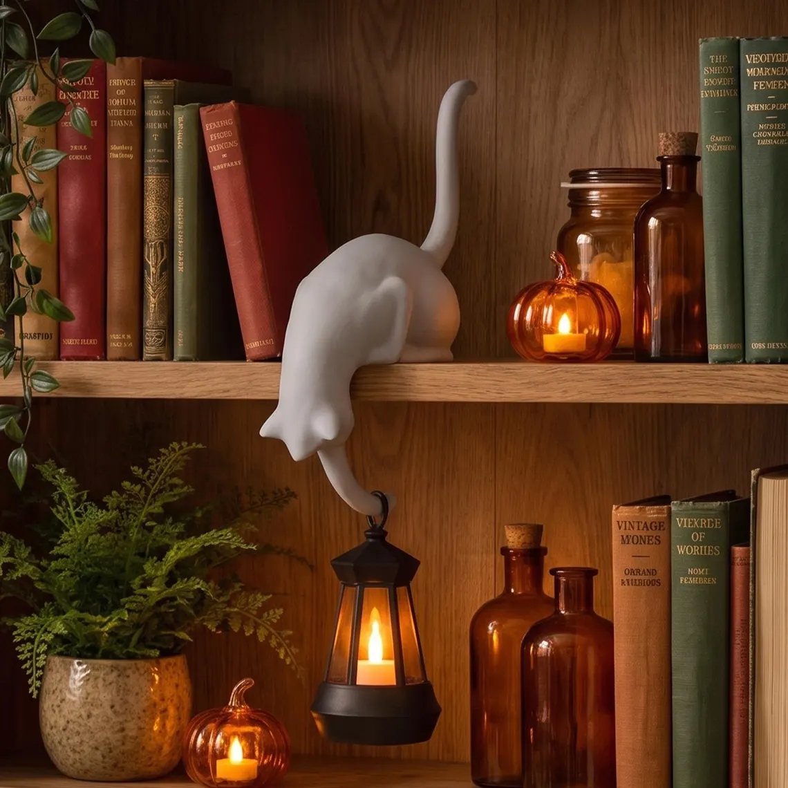 π Limited-Time 49% OFF β Cute Cat Shelf Hook with Hanging Lantern - White Cat Hook with Lantern