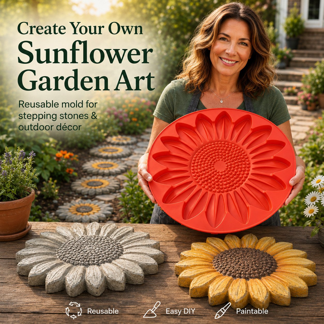 💥 LAST DAY 49% OFF - 🌻 Reusable Sunflower Stepping Stone Mold (📦Buy 2 Free Shipping) - 🌻 Sunflower / Diameter: 15.7 in (40 cm)