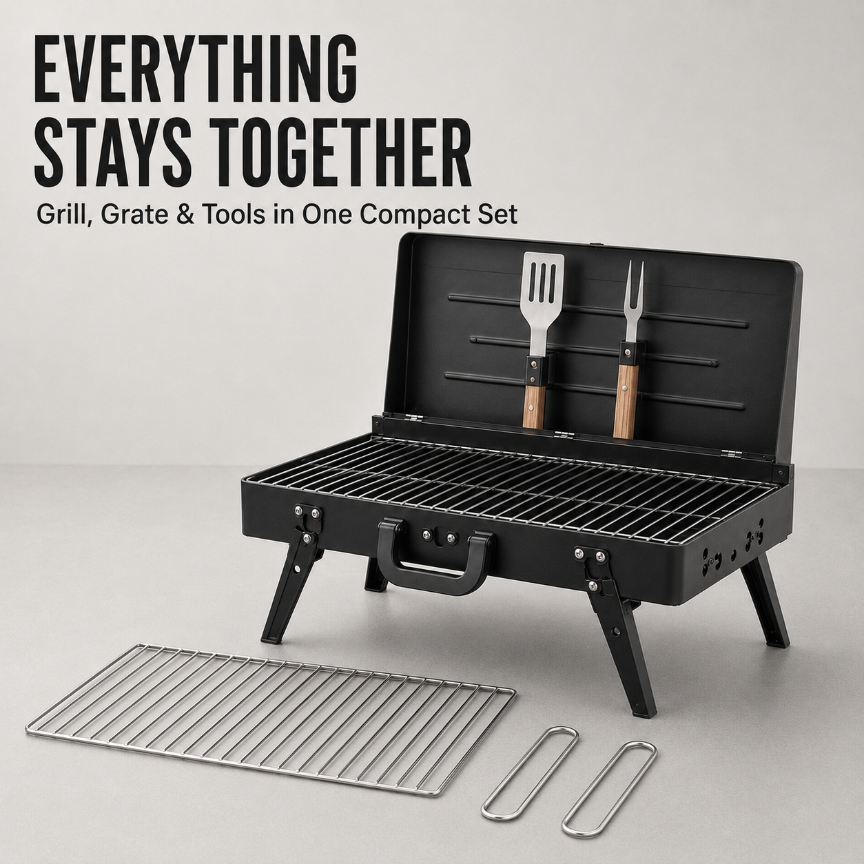 Portable Foldable Charcoal BBQ Grill with Carry Handle