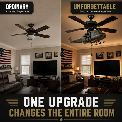 52-Inch Military Helicopter Ceiling Fan – Integrated 3D Aircraft Fan for Man Cave, Garage & Game Room