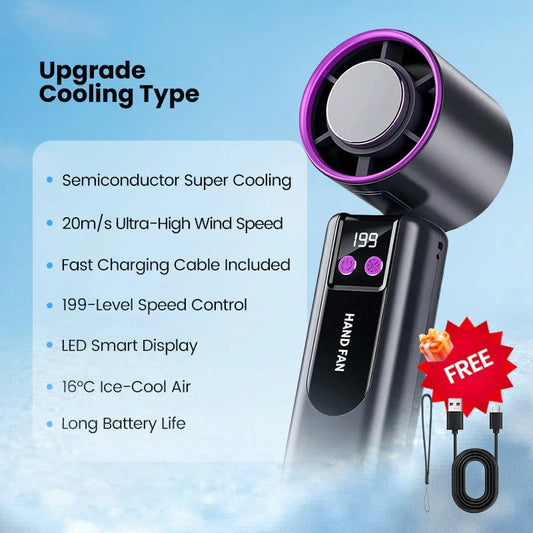 Portable Ultra-Cooling Fan - Gray / Upgrade Cooling-199 Speeds