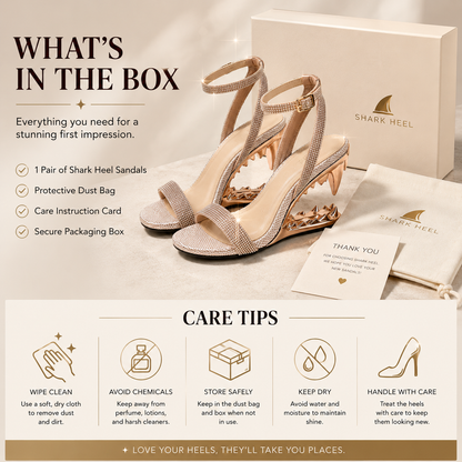Women’s Rhinestone Shark Heel Wedge Sandals – Adjustable Ankle Strap Open-Toe Statement Heels