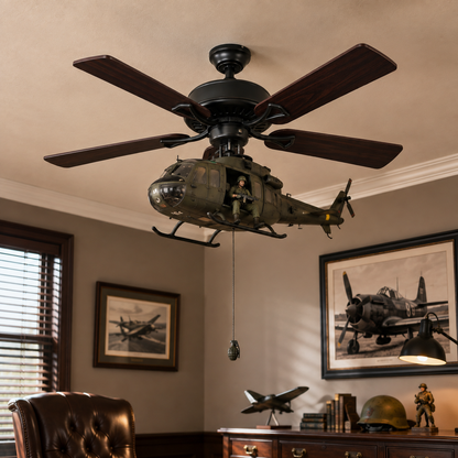 52-Inch Military Helicopter Ceiling Fan – Integrated 3D Aircraft Fan for Man Cave, Garage & Game Room