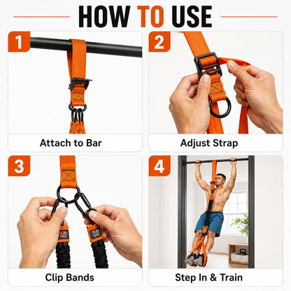 💪Home Gym Upgrade 49% OFF – Suspension Resistance Trainer Kit for Strength & Pull-Up Training - Black / 255 lbs