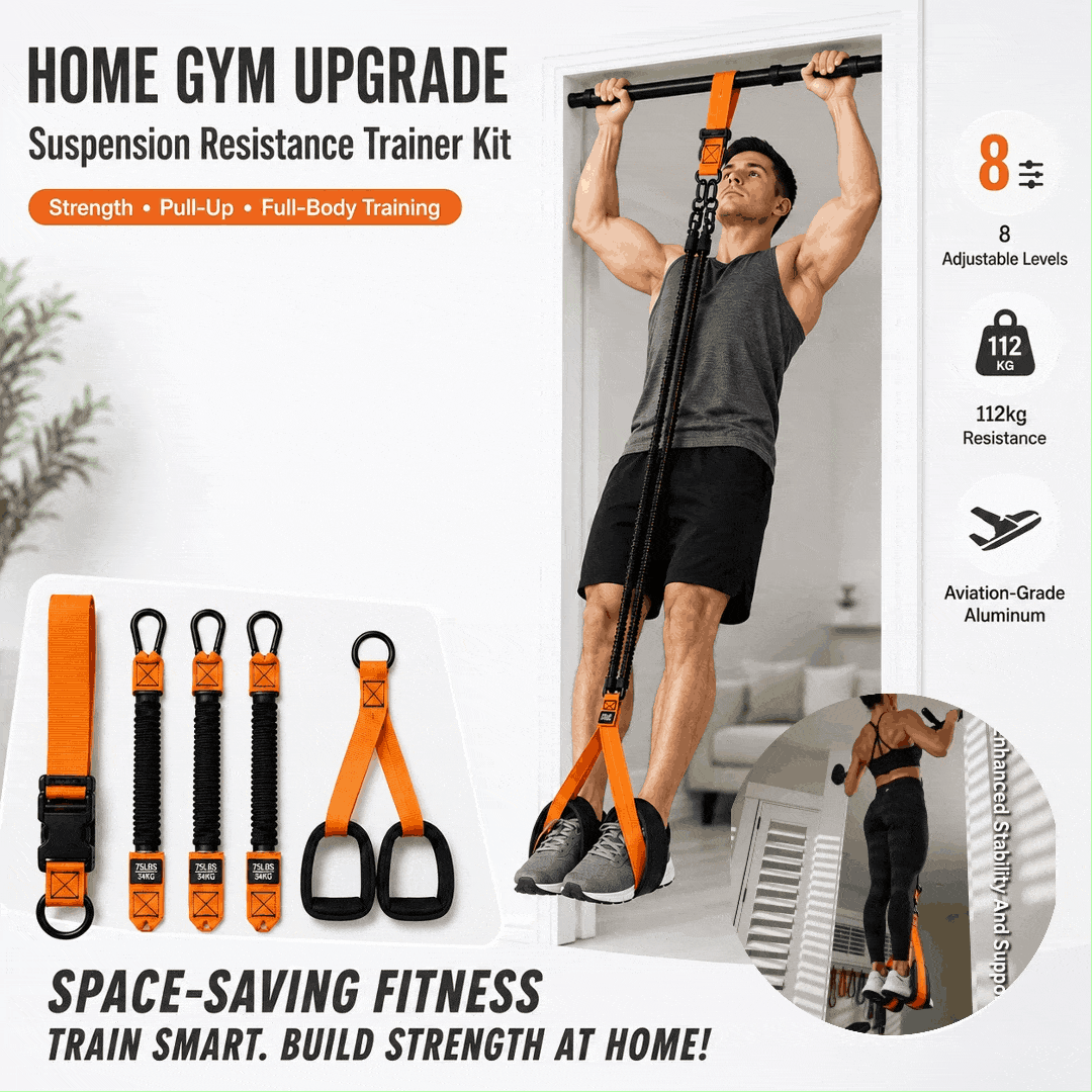 💪Home Gym Upgrade 49% OFF – Suspension Resistance Trainer Kit for Strength & Pull-Up Training - Black / 255 lbs