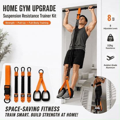 💪Home Gym Upgrade 49% OFF – Suspension Resistance Trainer Kit for Strength & Pull-Up Training - Black / 255 lbs