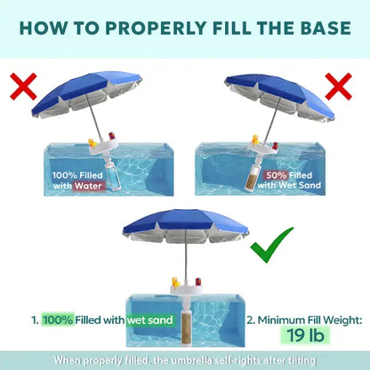 7FT Portable In-Pool Umbrella with Weighted Sand Base, Drink Tray & Phone Stand