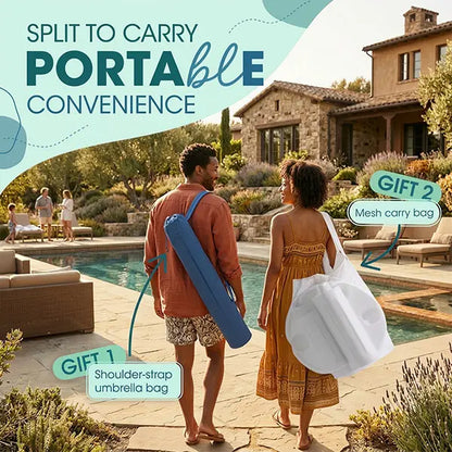 7FT Portable In-Pool Umbrella with Weighted Sand Base, Drink Tray & Phone Stand