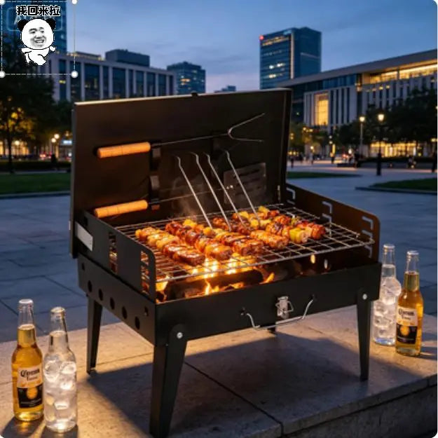 Portable Foldable Charcoal BBQ Grill with Carry Handle