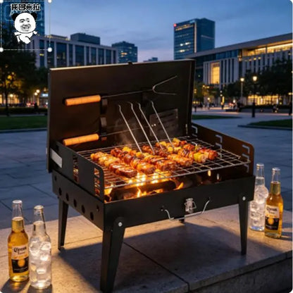 Portable Foldable Charcoal BBQ Grill with Carry Handle