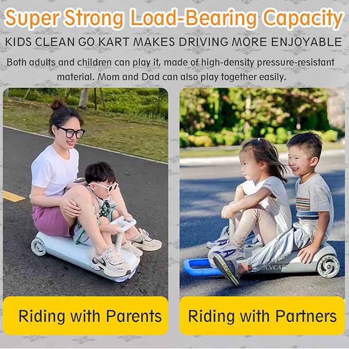 Kids Electric Ride-On Cleaning Car with Mop & LED Lights