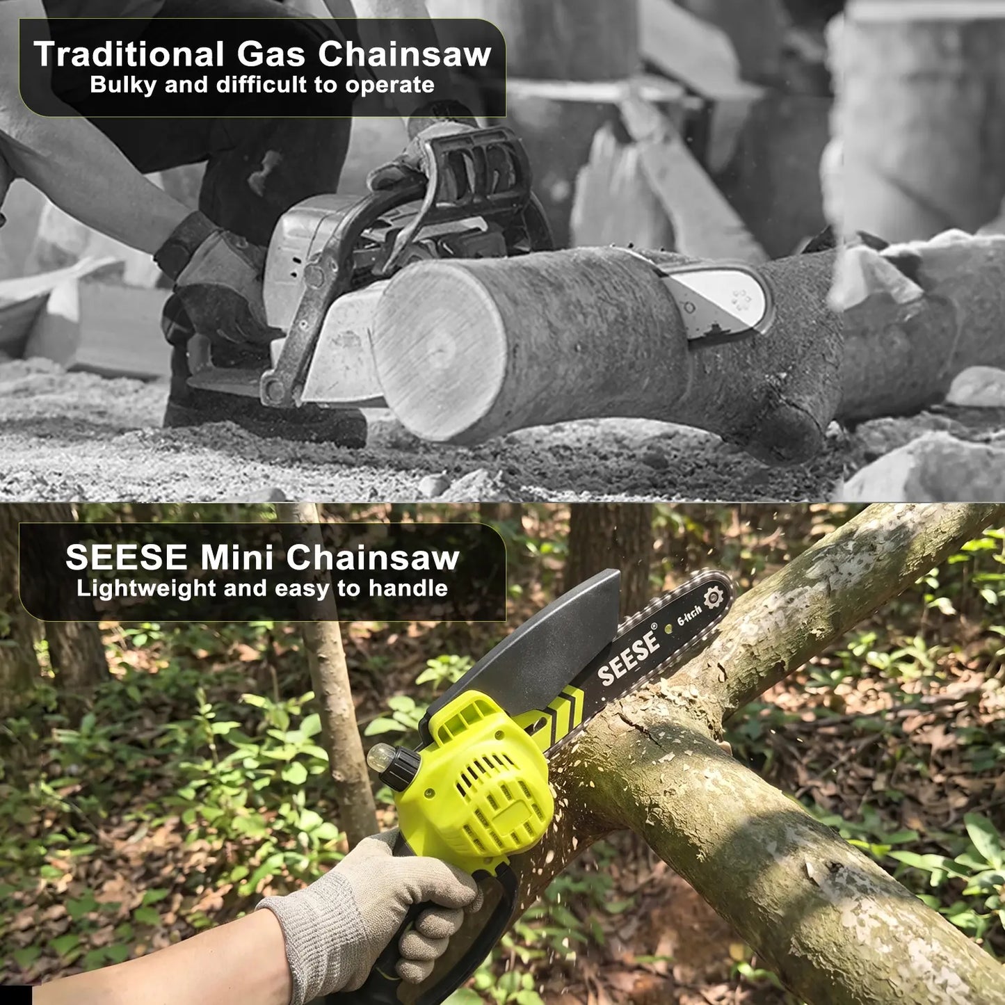 6-Inch Brushless Mini Chainsaw with Automatic Oiling System
