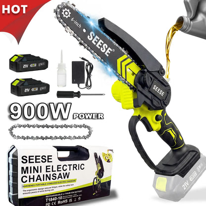 6-Inch Brushless Mini Chainsaw with Automatic Oiling System