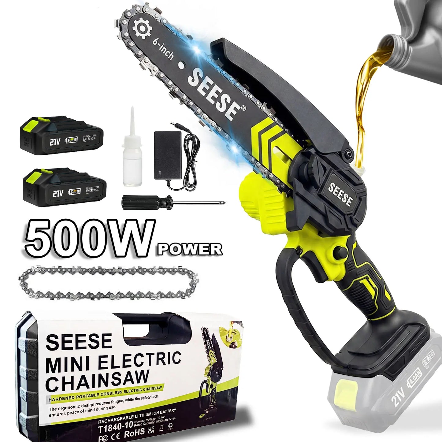 6-Inch Brushless Mini Chainsaw with Automatic Oiling System