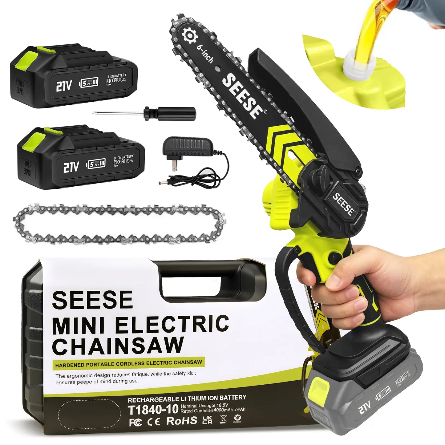 6-Inch Brushless Mini Chainsaw with Automatic Oiling System