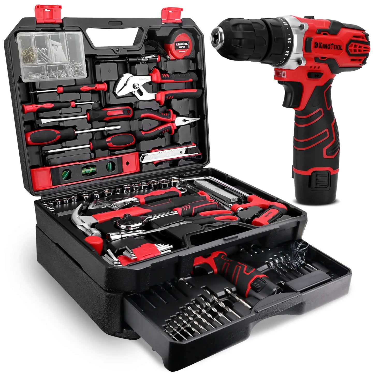 276-Piece 12V Cordless Drill & Home Repair Tool Kit with Carrying Case