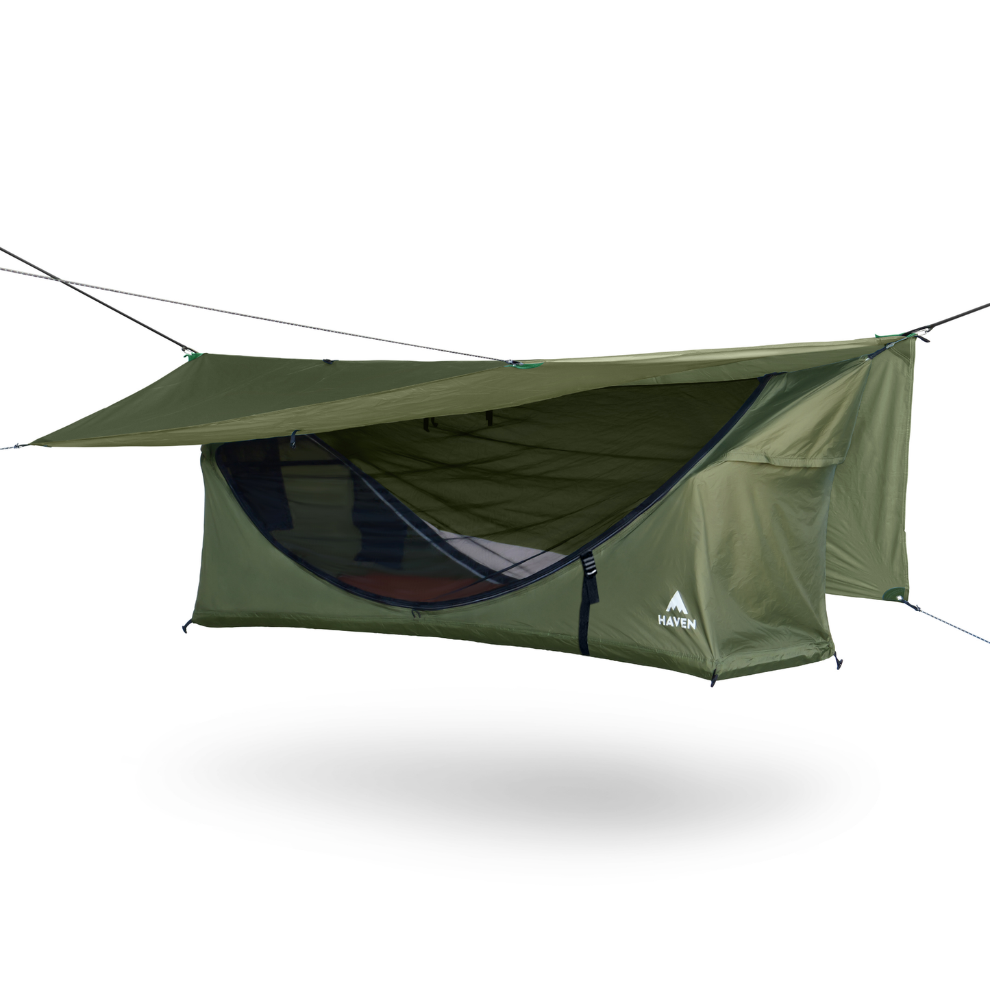 Lay-Flat Hammock Tent with Rainfly & Mosquito Net – Elevated 1-Person Camping Shelter