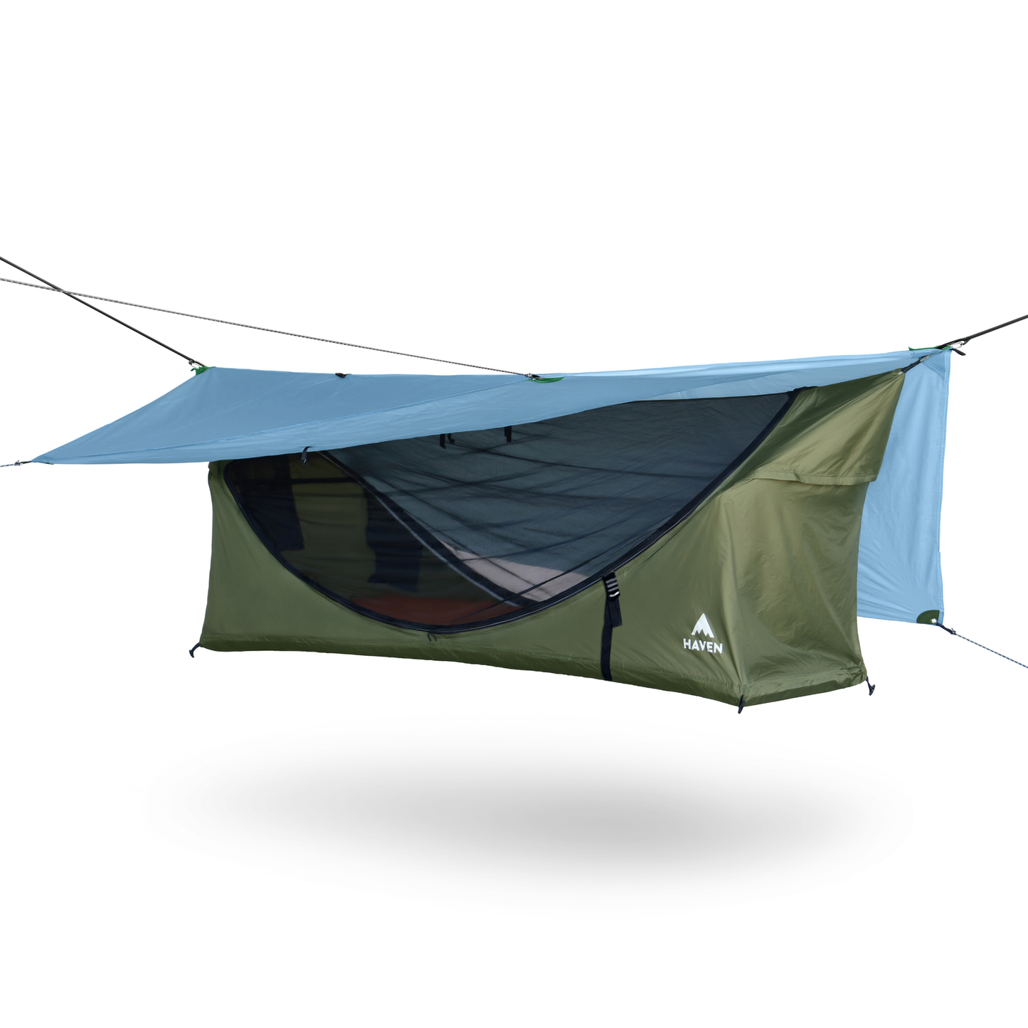 Lay-Flat Hammock Tent with Rainfly & Mosquito Net – Elevated 1-Person Camping Shelter