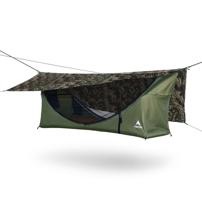 Lay-Flat Hammock Tent with Rainfly & Mosquito Net – Elevated 1-Person Camping Shelter