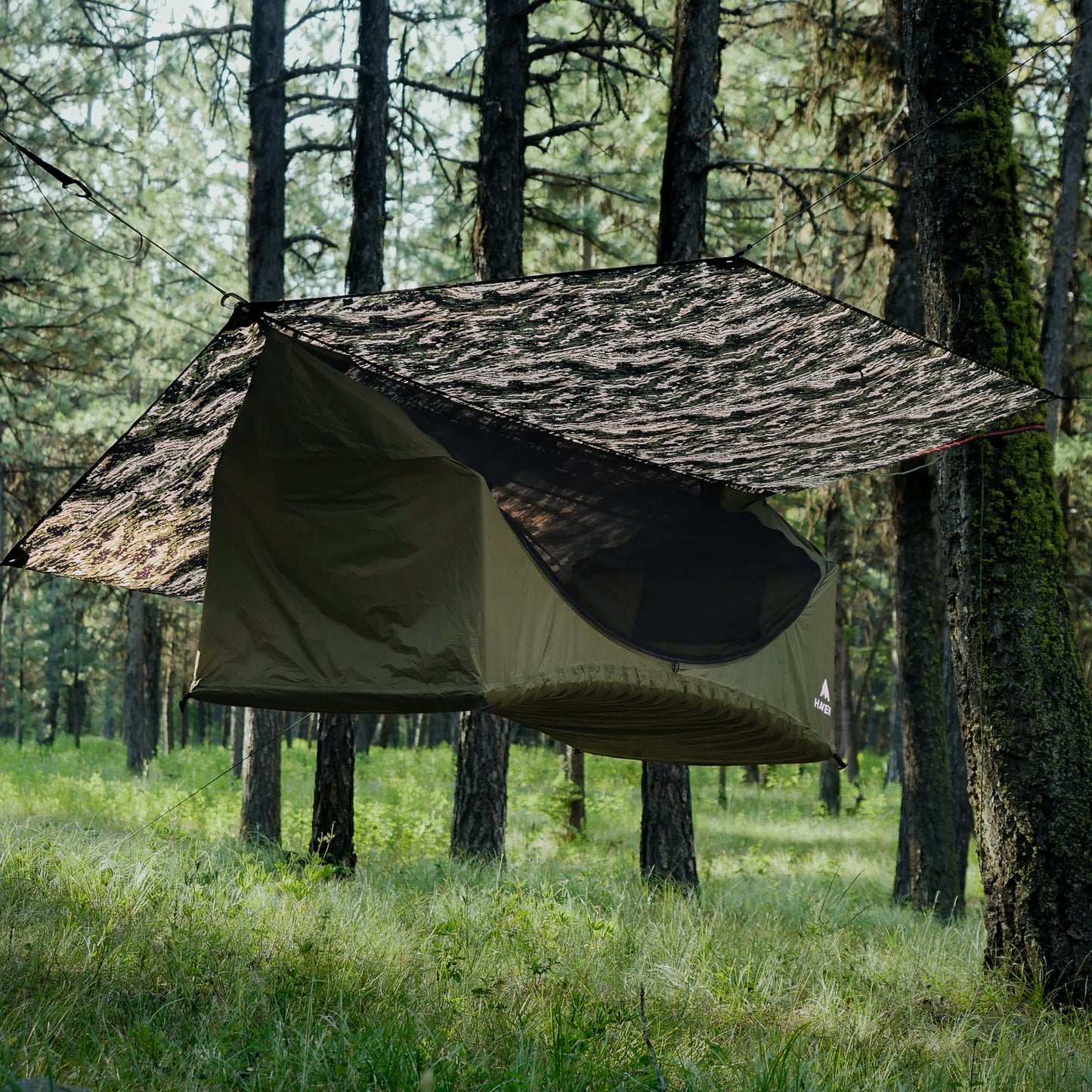 Lay-Flat Hammock Tent with Rainfly & Mosquito Net – Elevated 1-Person Camping Shelter