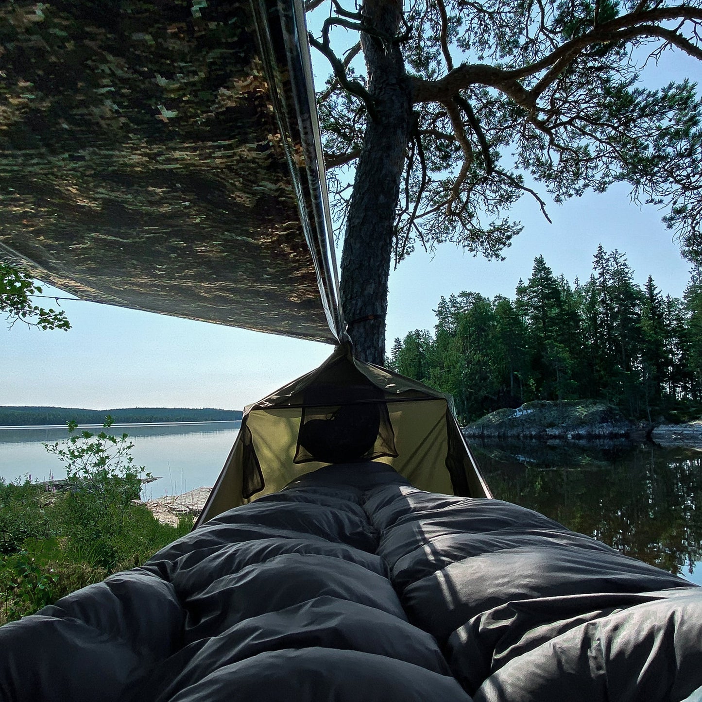 Lay-Flat Hammock Tent with Rainfly & Mosquito Net – Elevated 1-Person Camping Shelter