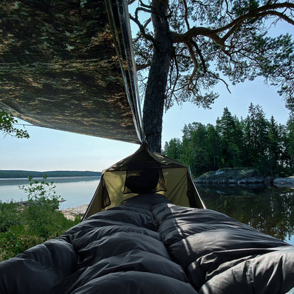 Lay-Flat Hammock Tent with Rainfly & Mosquito Net – Elevated 1-Person Camping Shelter