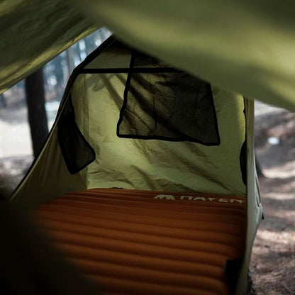 Lay-Flat Hammock Tent with Rainfly & Mosquito Net – Elevated 1-Person Camping Shelter
