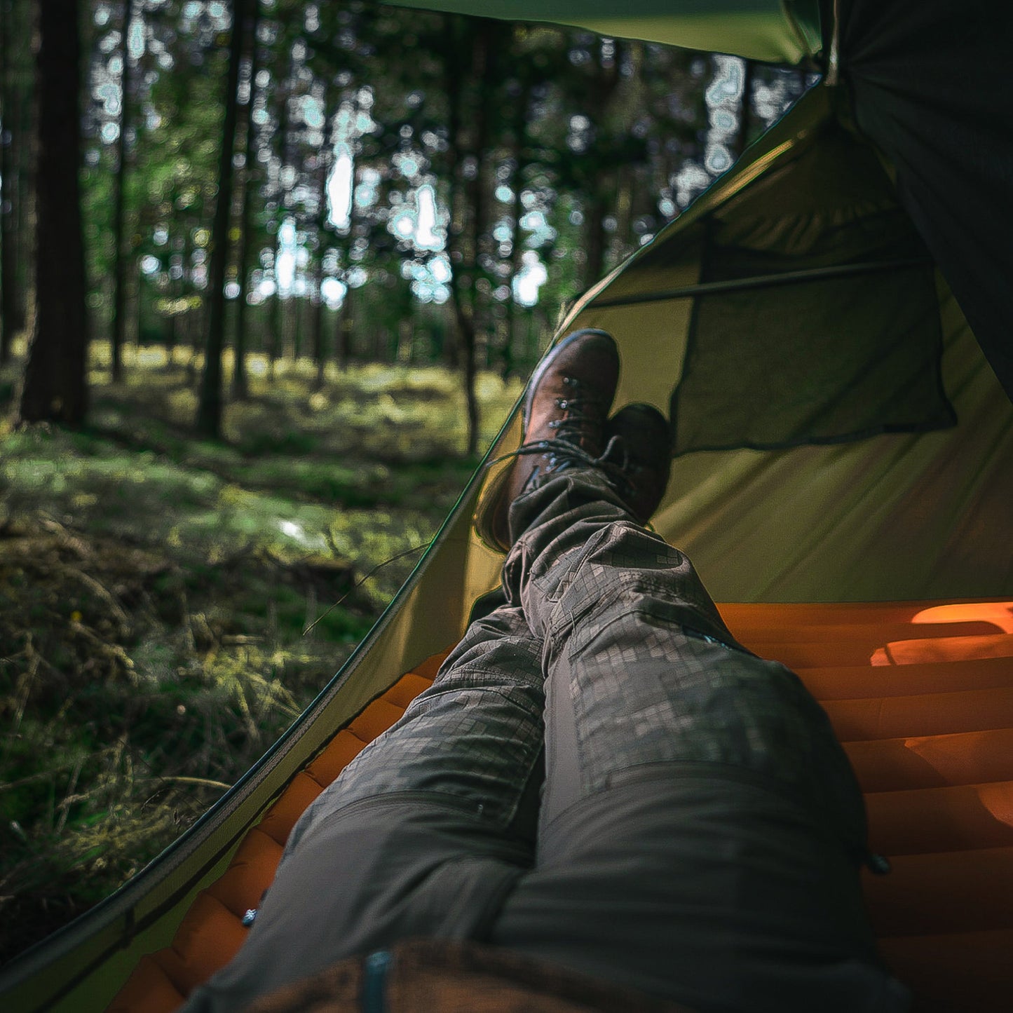Lay-Flat Hammock Tent with Rainfly & Mosquito Net – Elevated 1-Person Camping Shelter