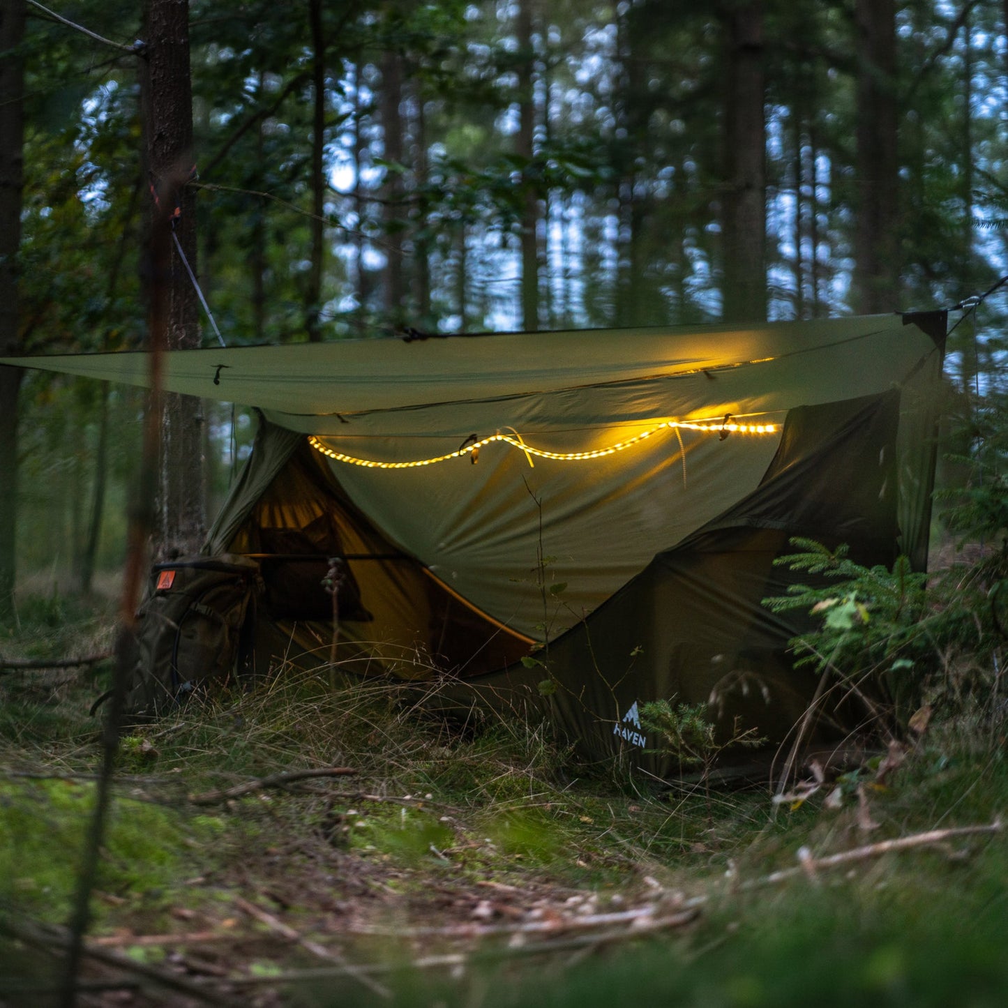 Lay-Flat Hammock Tent with Rainfly & Mosquito Net – Elevated 1-Person Camping Shelter