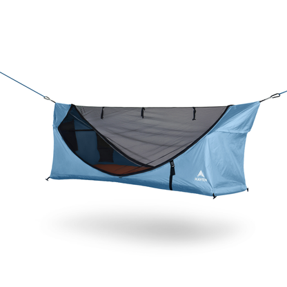 Lay-Flat Hammock Tent with Rainfly & Mosquito Net – Elevated 1-Person Camping Shelter