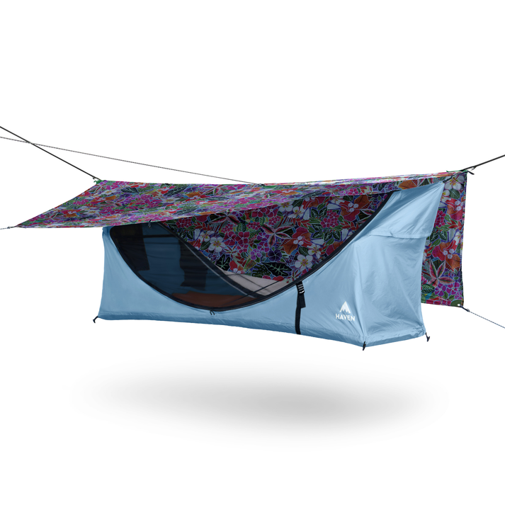 Lay-Flat Hammock Tent with Rainfly & Mosquito Net – Elevated 1-Person Camping Shelter