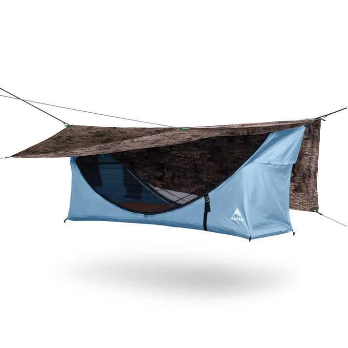 Lay-Flat Hammock Tent with Rainfly & Mosquito Net – Elevated 1-Person Camping Shelter
