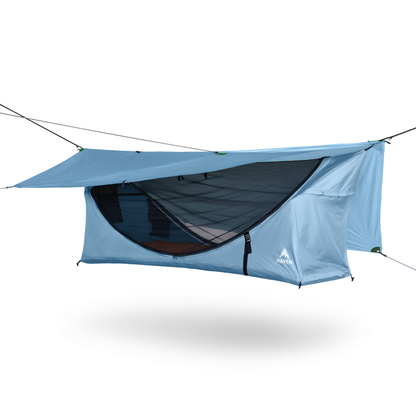 Lay-Flat Hammock Tent with Rainfly & Mosquito Net – Elevated 1-Person Camping Shelter