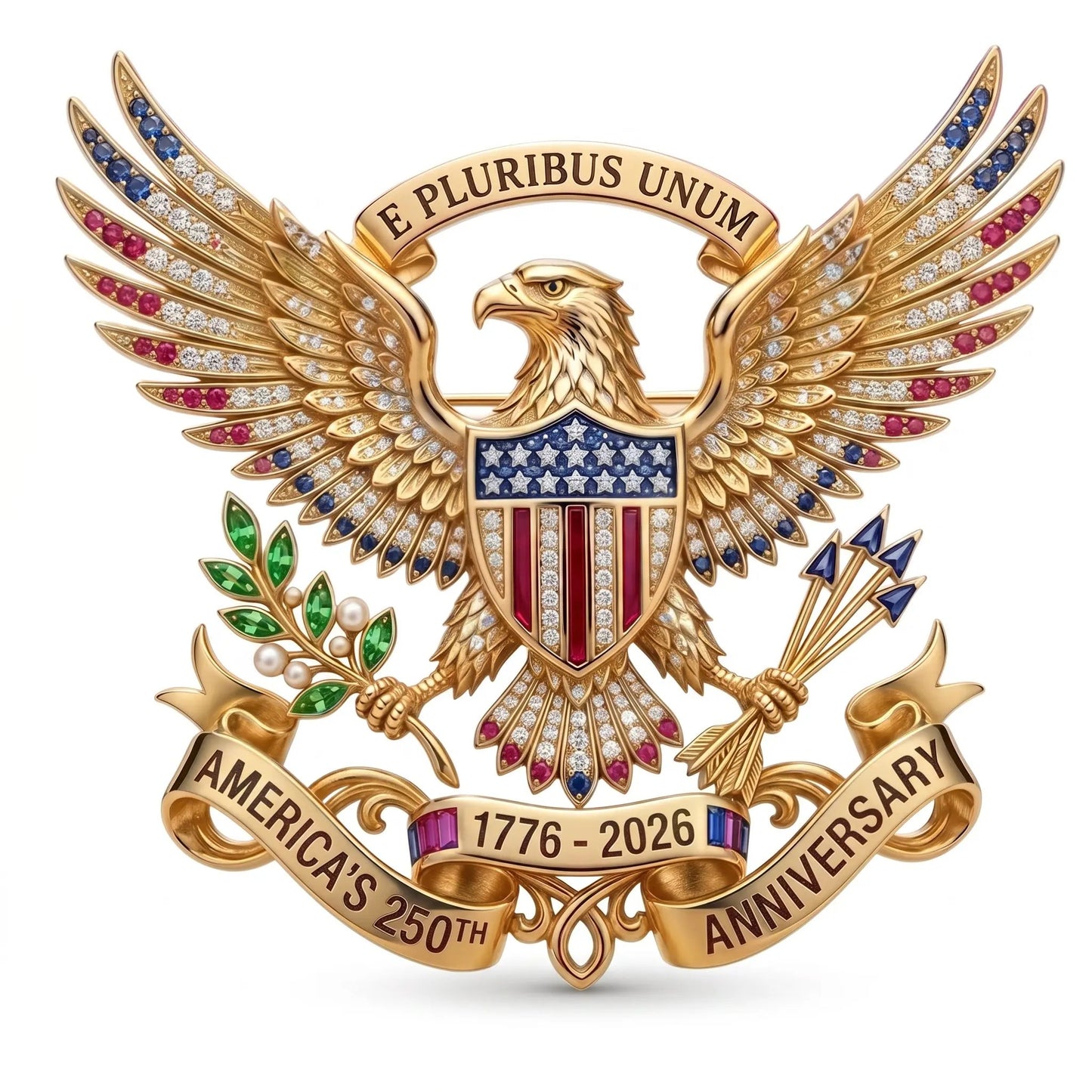 America 250th Anniversary Eagle Commemorative Brooch – 1776–2026 Patriotic Pin - 1PC