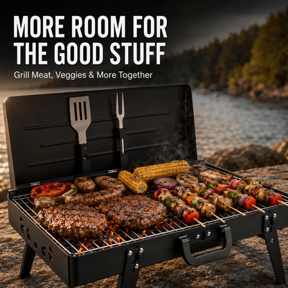 Portable Foldable Charcoal BBQ Grill with Carry Handle