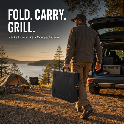 Portable Foldable Charcoal BBQ Grill with Carry Handle