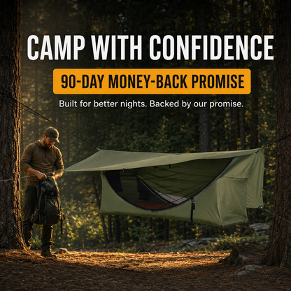 Lay-Flat Hammock Tent with Rainfly & Mosquito Net – Elevated 1-Person Camping Shelter