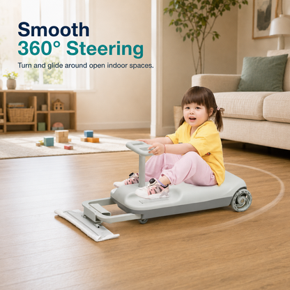Kids Electric Ride-On Cleaning Car with Mop & LED Lights