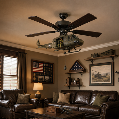 52-Inch Military Helicopter Ceiling Fan – Integrated 3D Aircraft Fan for Man Cave, Garage & Game Room